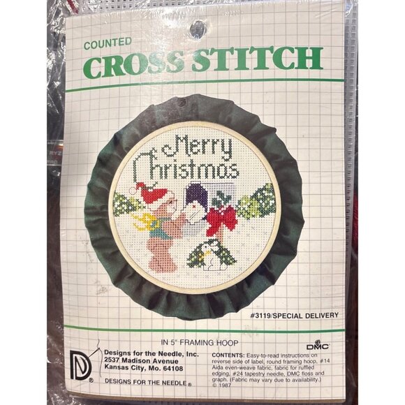 Designs For The Needle Cross Stitch Kit Merry Christmas Spec Delivery 3119 VTG - Picture 4 of 4